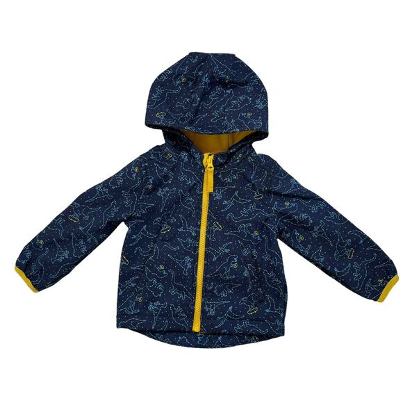 CAT & JACK Space Dinosaurs Stars Blue & Yellow Hooded Jacket Size 18 Months - Picture 1 of 5
